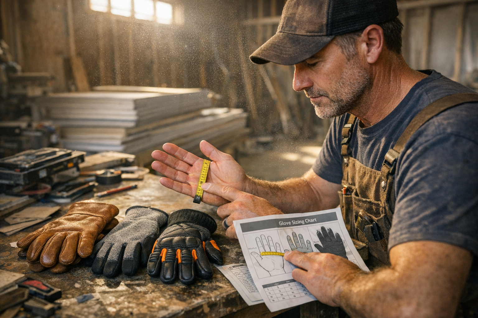 Verschillende soorten werkhandschoenen voor bouw, tuin en montage