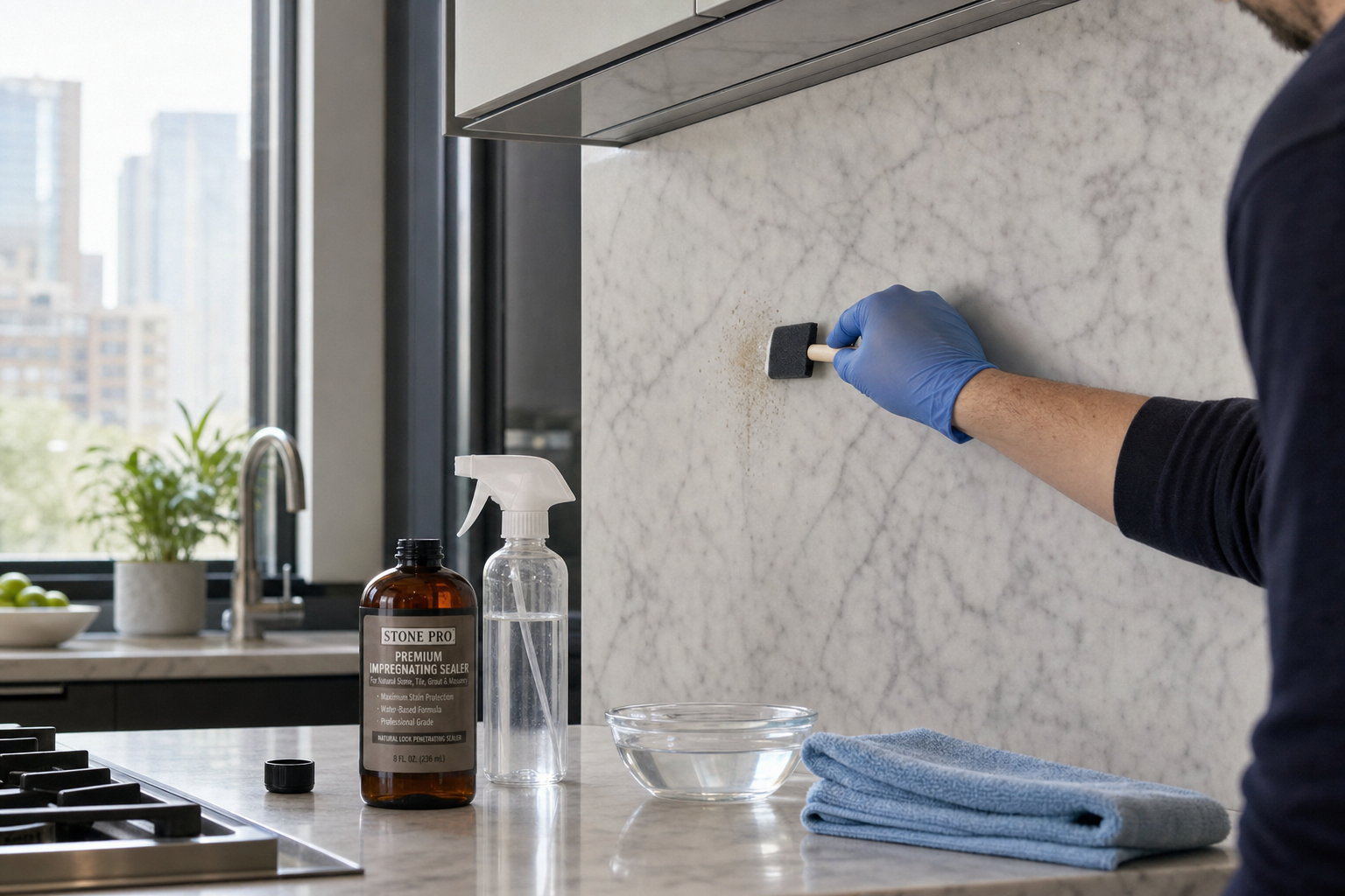 Marmer wandpaneel schoonmaken