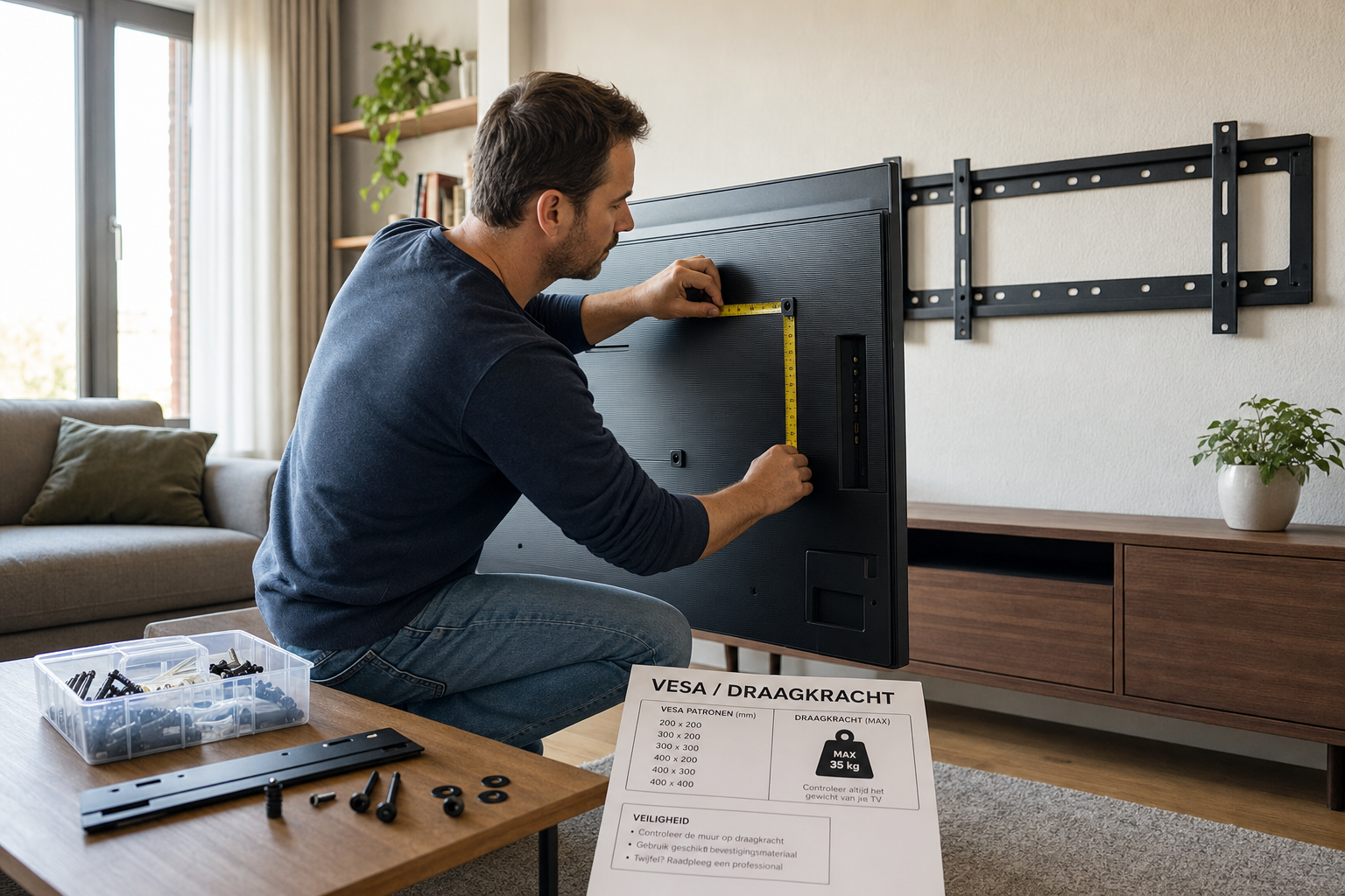 TV Wandhalterung 55 zoll VESA maat bepalen