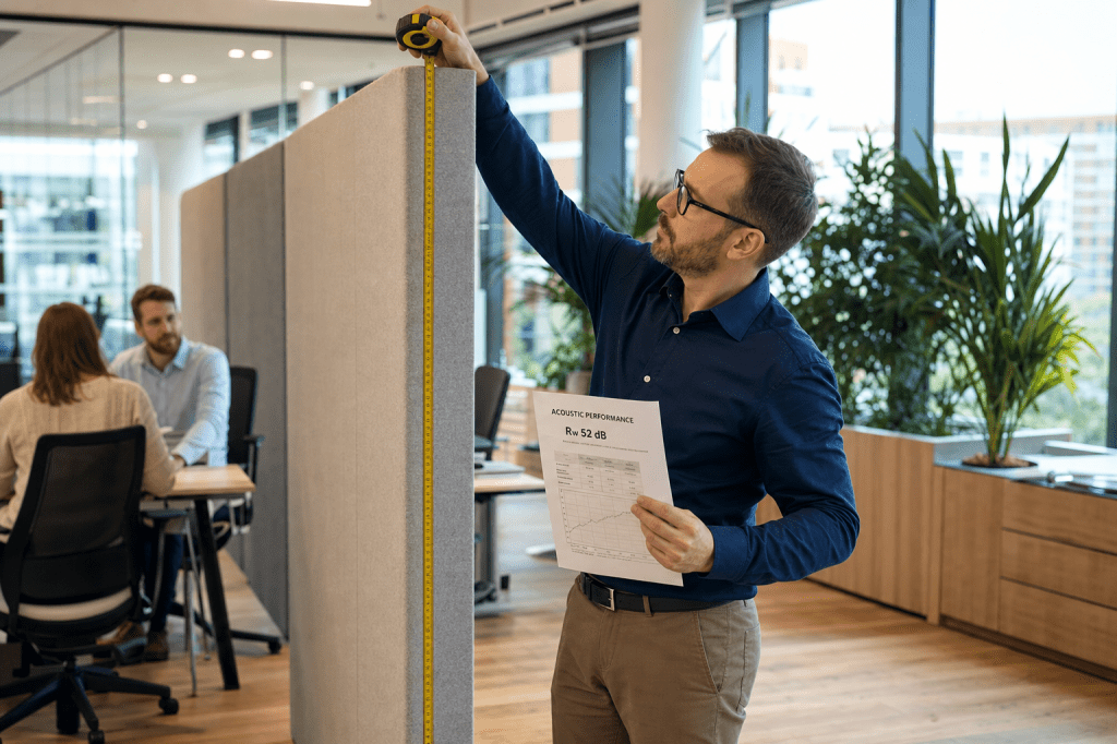 Hoe kies je de juiste akoestische scheidingswand voor je kantoor op basis van geluidsdemping (Rw), hoogte en&nbsp;plaatsing?