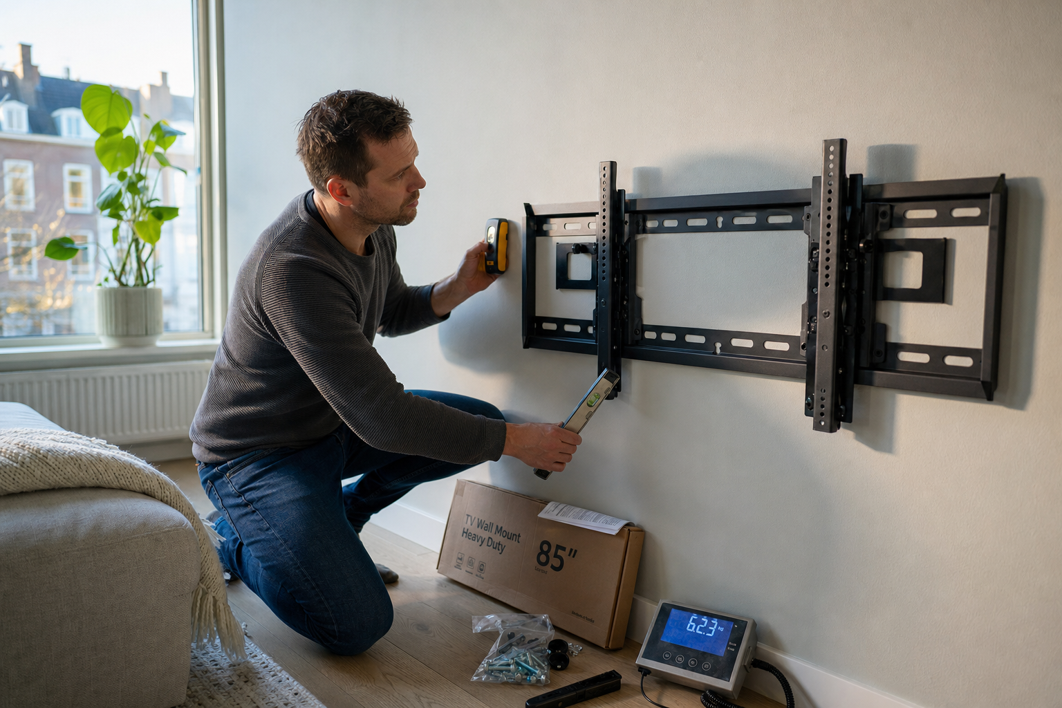 TV beugel 85 inch montage aan verschillende muurtypes