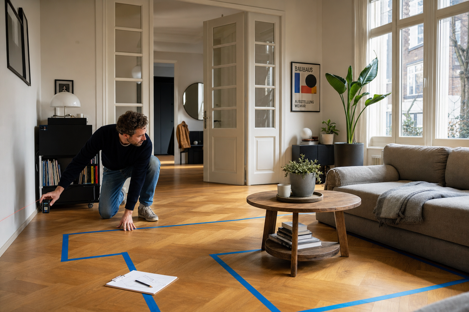 Woonkamer opmeten voor maatwerk bank